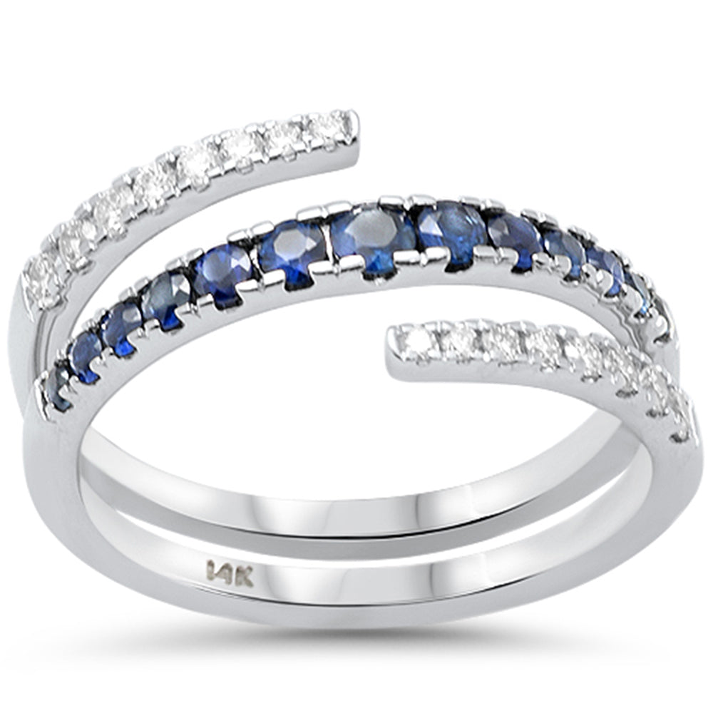 SPECIAL!.69ct G SI 14K White Gold Diamond & Blue Sapphire Gemstone Wrap Around Size 6.5