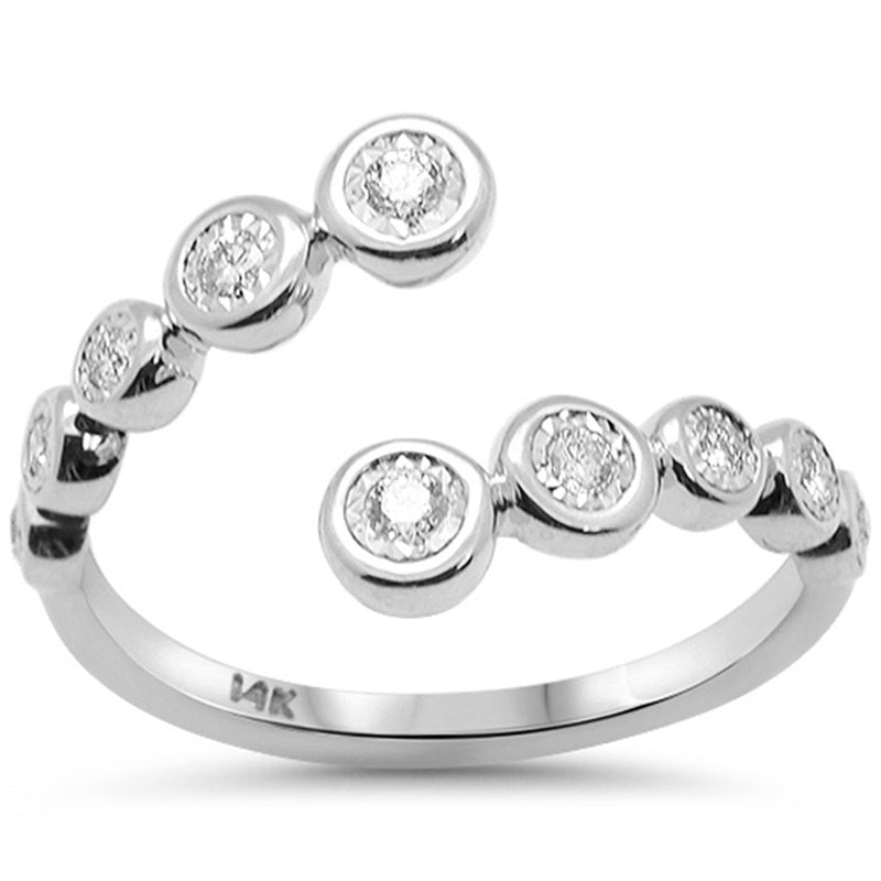 SPECIAL!.20ct G SI 14K White Gold Diamond Open Ring Band Size 6.5