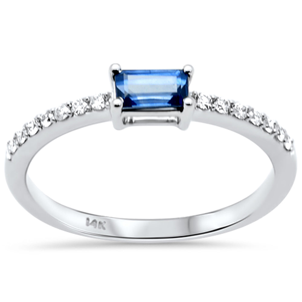 SPECIAL! .39ct G SI 14K White Gold Diamond & Blue Sapphire Gemstone Ring Size 6.5