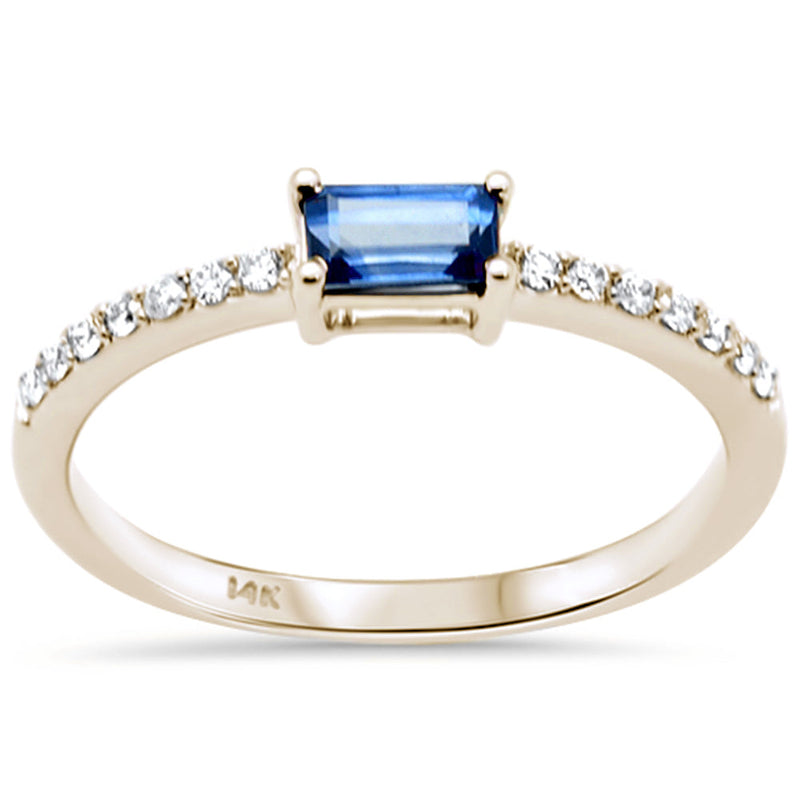 SPECIAL! .40ct G SI 14K Yellow Gold Diamond & Blue Sapphire Gemstone Ring Size 6.5