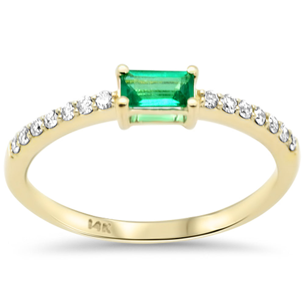 SPECIAL!.40ct G SI 14K Yellow Gold Diamond & Emerald Gemstone Ring Size 6.5