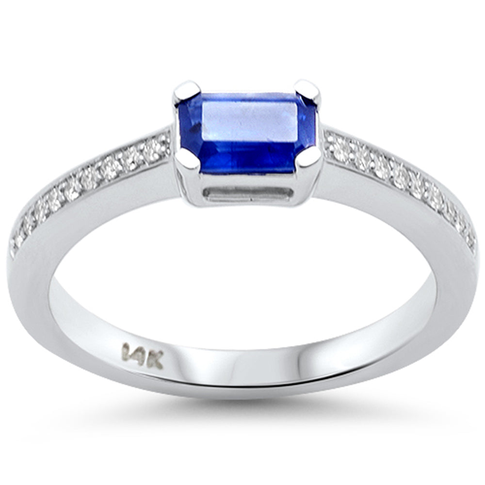 SPECIAL!.67ct G SI 14K White Gold Diamond & Blue Sapphire Gemstone Ring Size 6.5