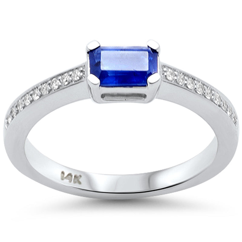 SPECIAL!.67ct G SI 14K White Gold Diamond & Blue Sapphire Gemstone Ring Size 6.5