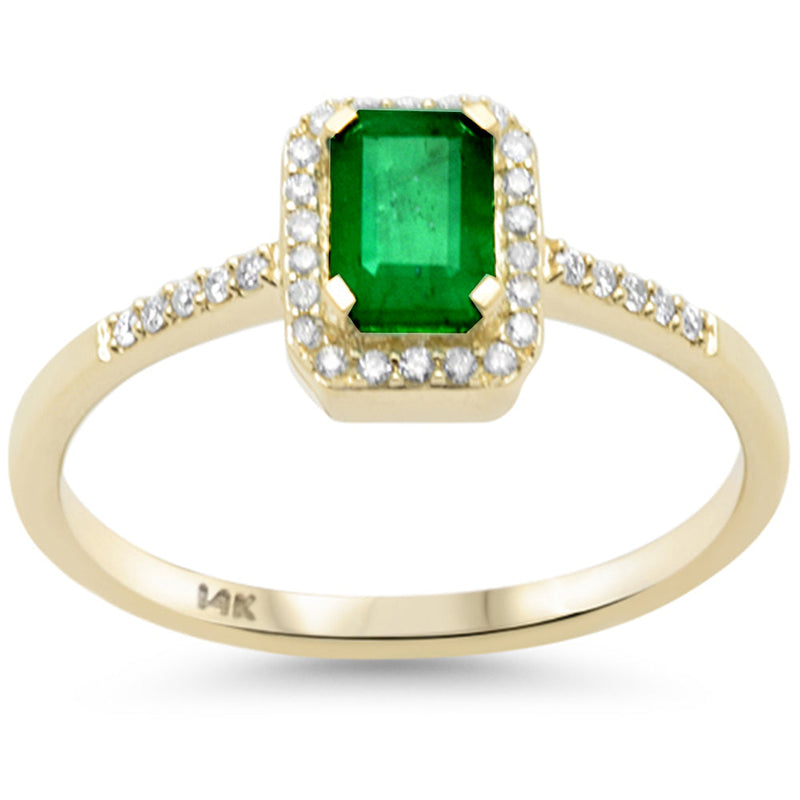 SPECIAL!.72ct G SI 14K Yellow Gold Diamond & Emerald Gemstone Ring Size 6.5