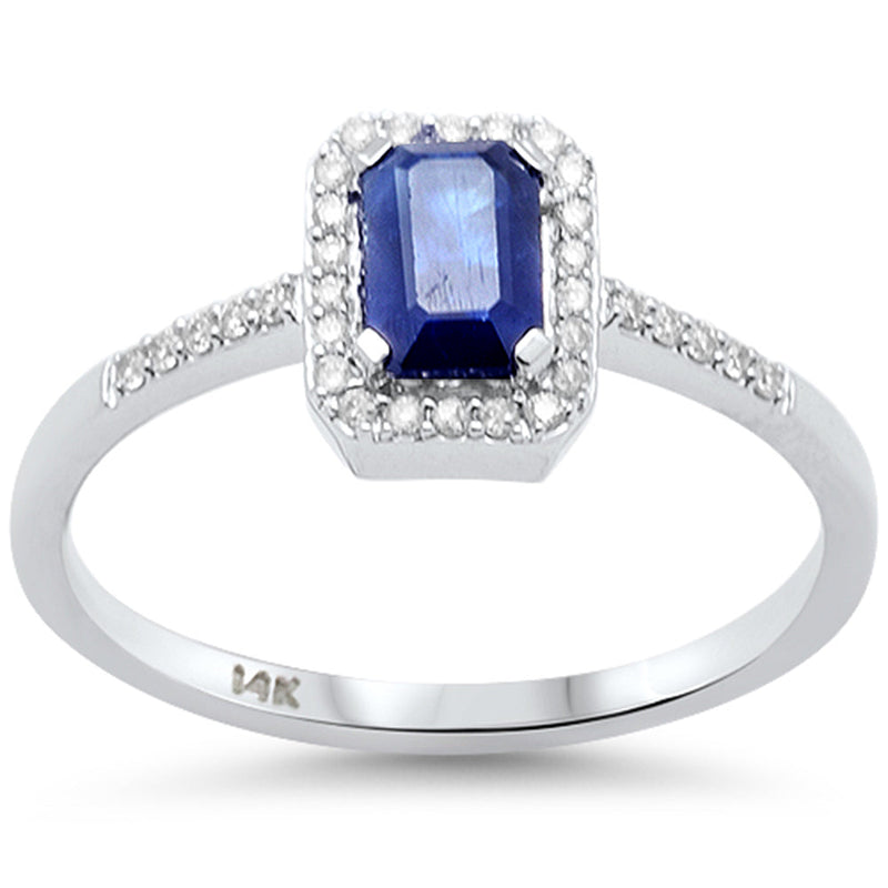 SPECIAL!.73ct G SI 14K White Gold Diamond & Blue Sapphire Gemstone Ring Size 6.5