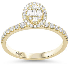 SPECIAL!.56ct G SI 14K Yellow Gold Diamond Oval Shape Round & Baguette Ring Size 6.5