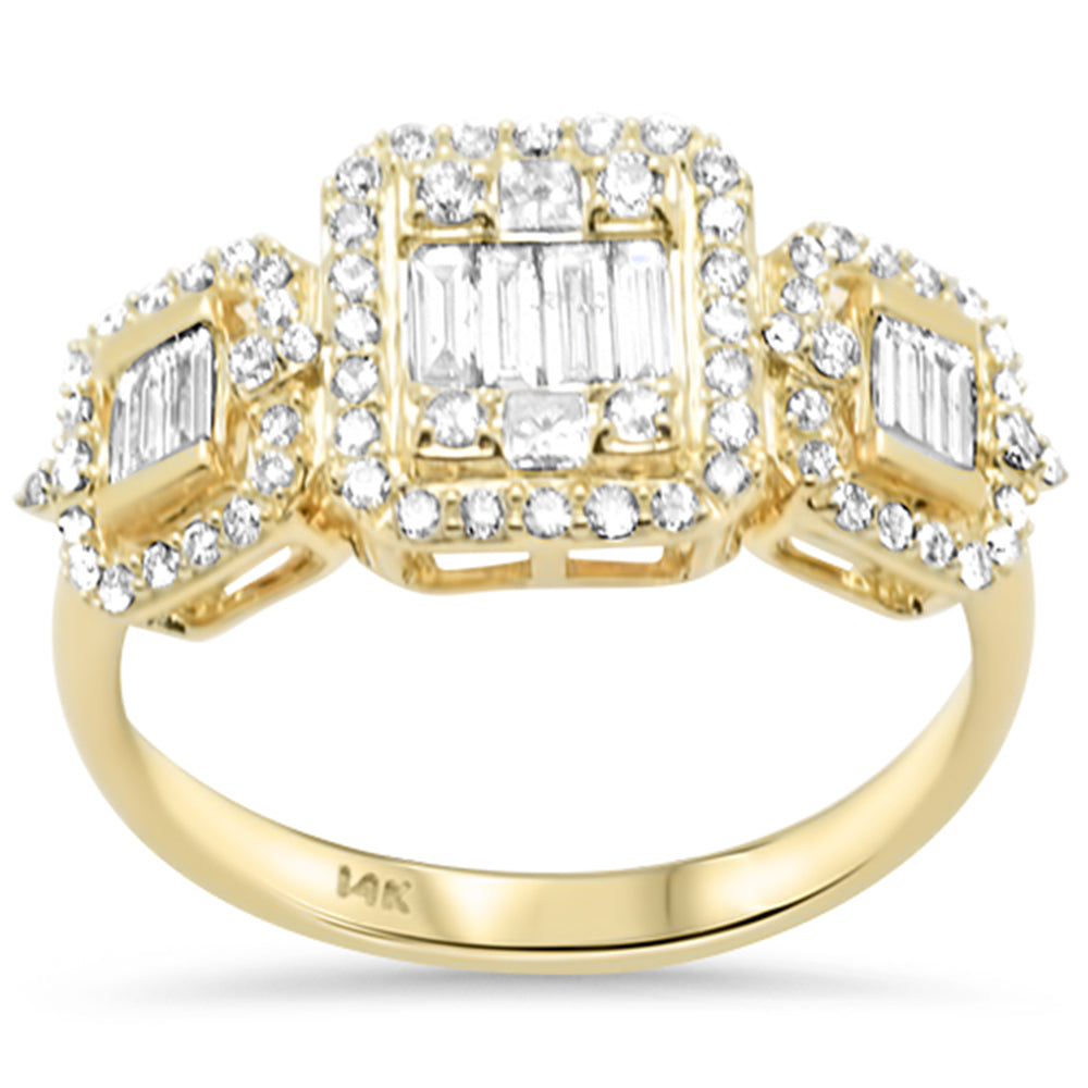SPECIAL!.66ct G SI 14K Yellow Gold Round & Baguette Diamond Engagement Ring Size 6.5