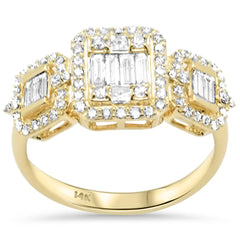 SPECIAL!.66ct G SI 14K Yellow Gold Round & Baguette Diamond Engagement Ring Size 6.5