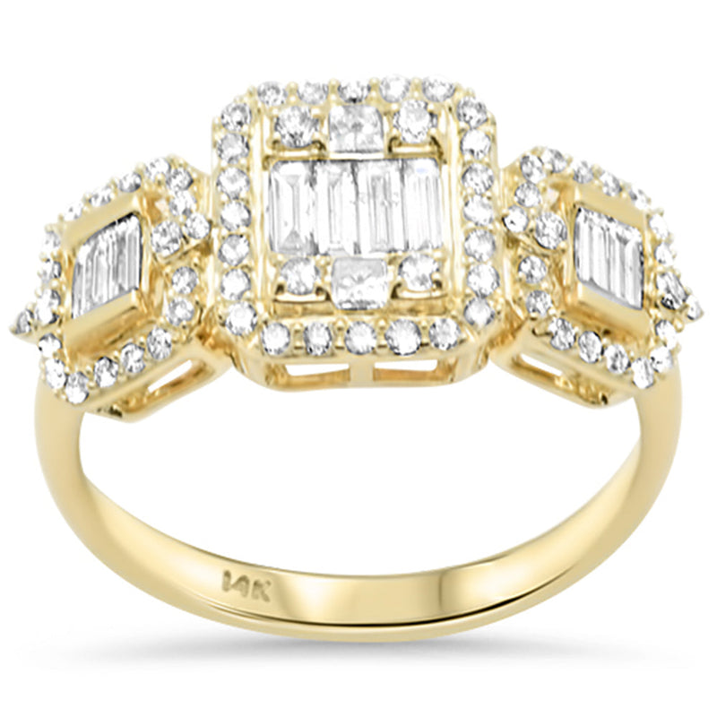 SPECIAL!.66ct G SI 14K Yellow Gold Round & Baguette Diamond Engagement Ring Size 6.5