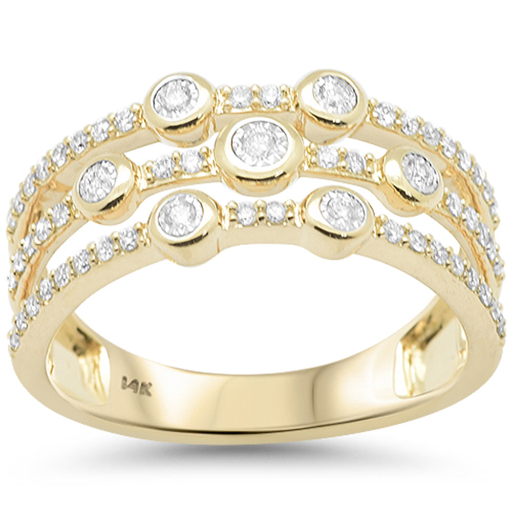 SPECIAL!.36ct G SI 14K Yellow Gold Diamond Multi Band Round Bezel Ring Size 6.5