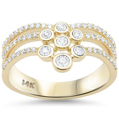 SPECIAL!.32ct G SI 14K Yellow Gold Diamond Multi Band Bezel Set Cluster Ring Size 6.5