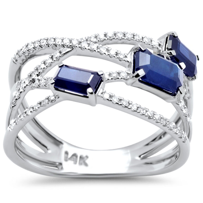 SPECIAL!1.69ct G SI 14K White Gold Diamond & Blue Sapphire Gemstone Ring Size 6.5