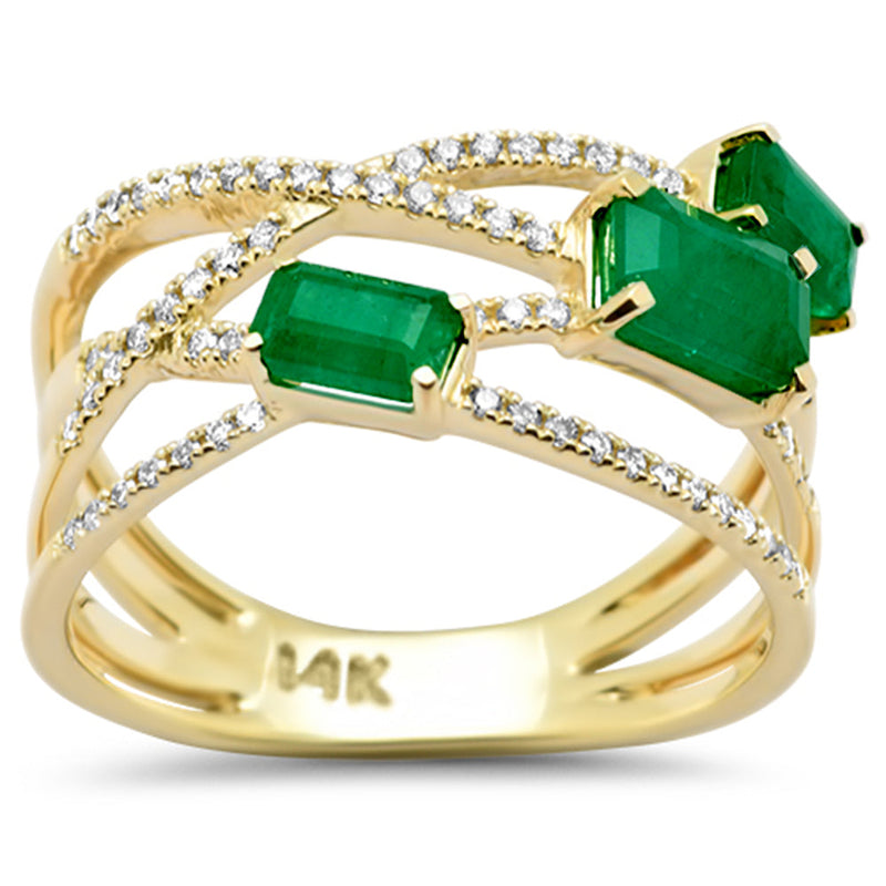 SPECIAL!1.53ct G SI 14K Yellow Gold Diamond & Emerald Gemstone Ring Size 6.5