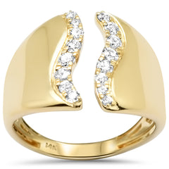 SPECIAL!.43ct G SI 14K Yellow Gold Diamond Modern Open Band Ring Size 6.5