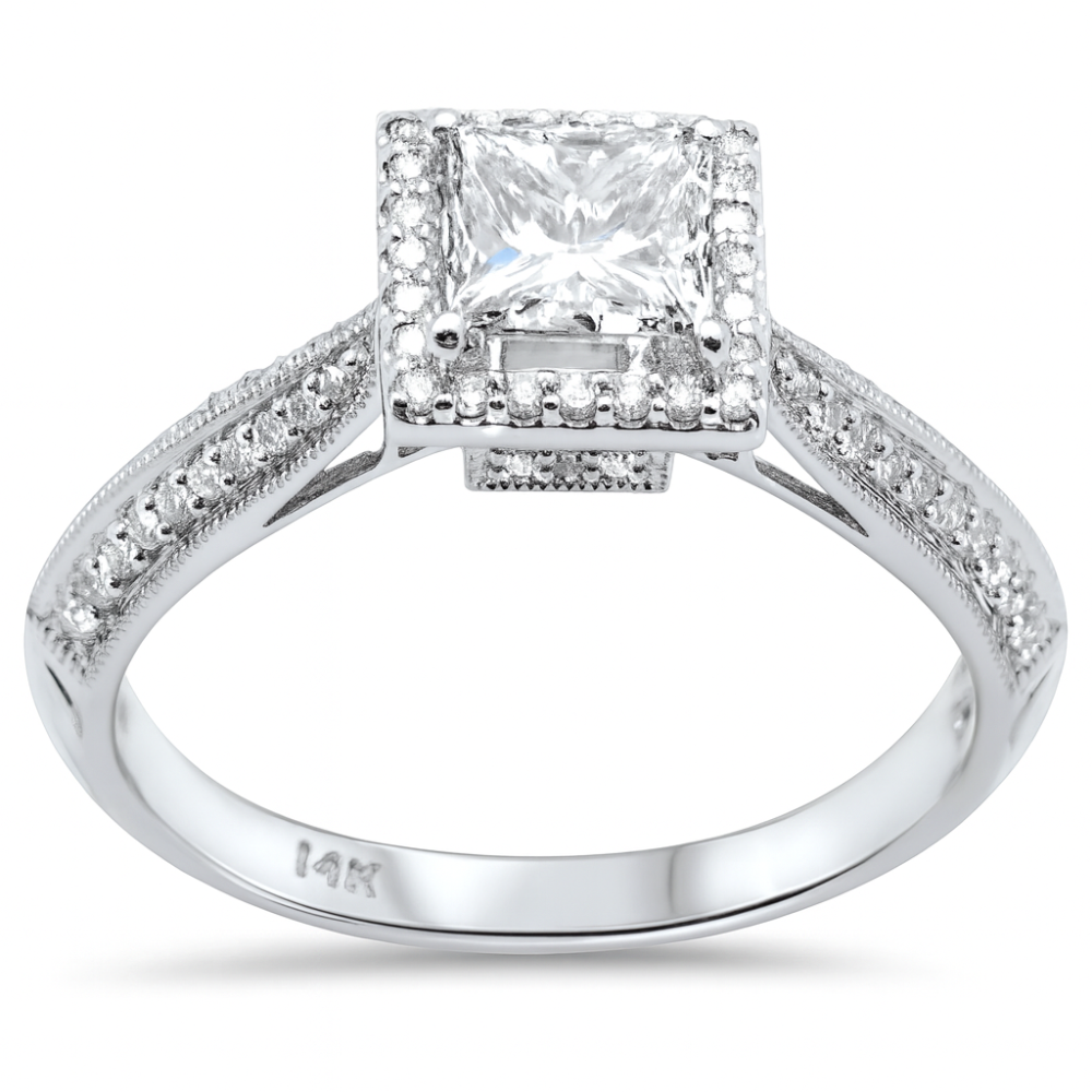 SPECIAL!.95ct G SI 14K White Gold Diamond Princess Cut Engagement Ring Size 6.5