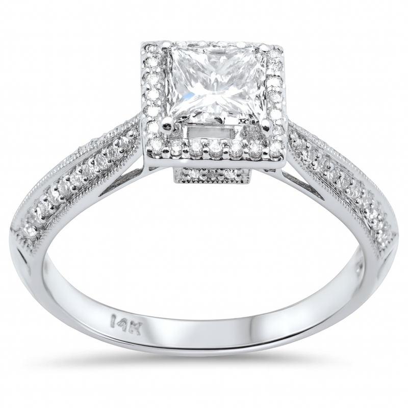 SPECIAL!.95ct G SI 14K White Gold Diamond Princess Cut Engagement Ring Size 6.5