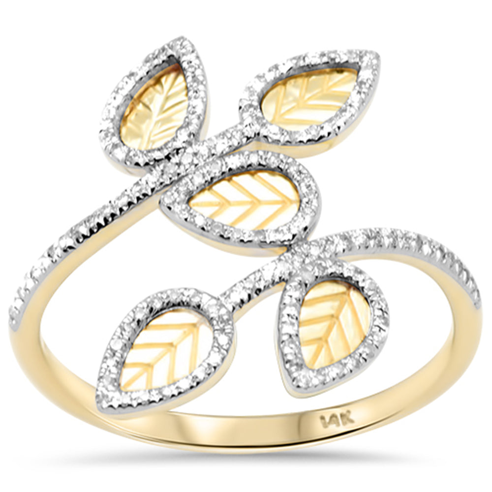 SPECIAL!.16ct G SI 14K Yellow Gold Diamond Leaf Style Ring Size 6.5