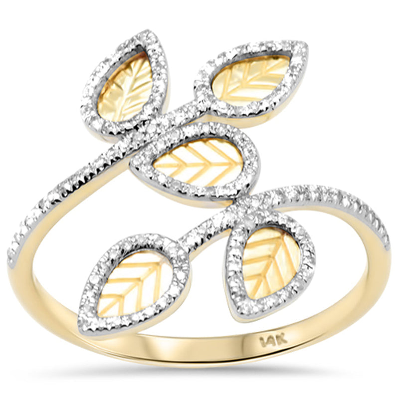 SPECIAL!.16ct G SI 14K Yellow Gold Diamond Leaf Style Ring Size 6.5