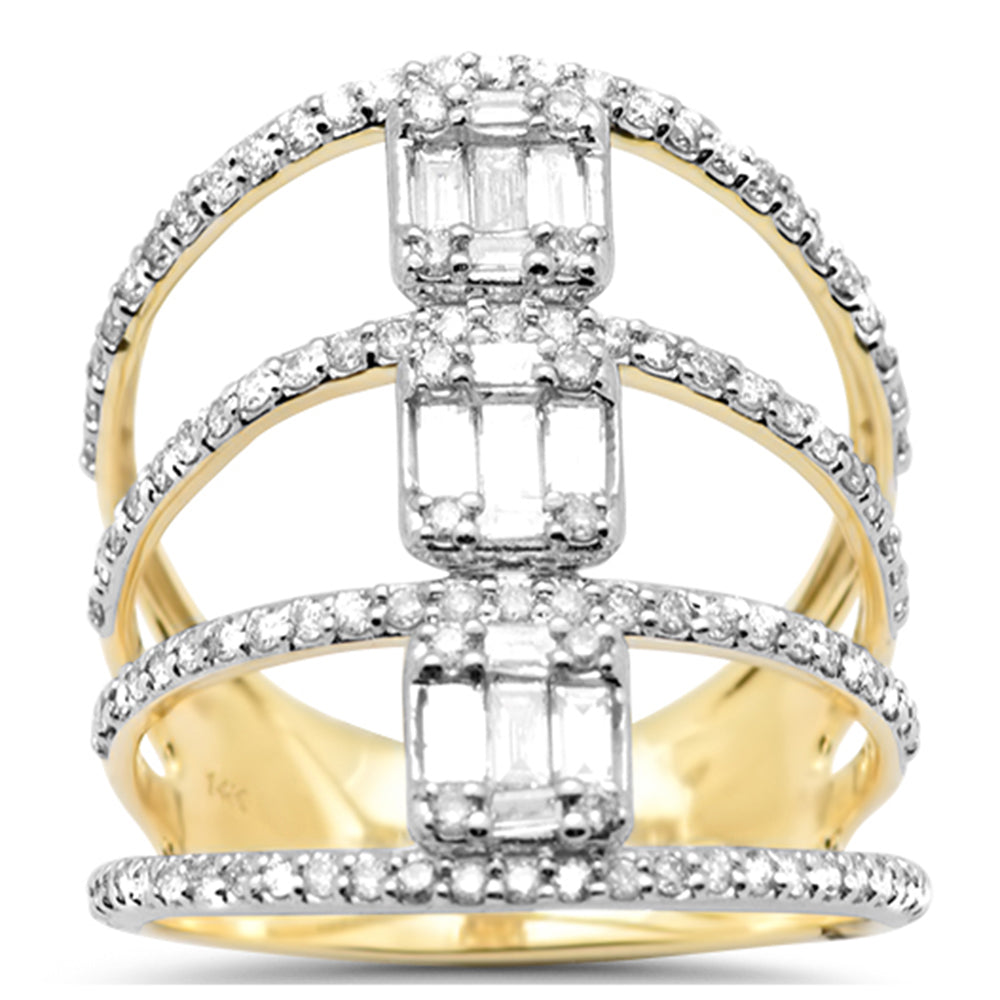 SPECIAL!.94ct G SI 14K Yellow Gold Round and Baguette Diamond Ring Size 6.5