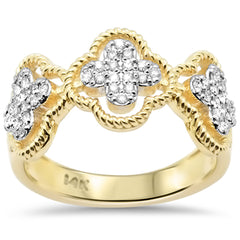 SPECIAL!.25ct G SI 14K Yellow Gold Diamond Clover Ring Size 6.5