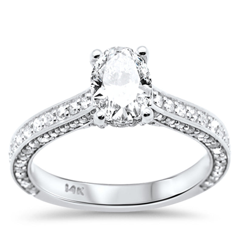 SPECIAL!1.79ct G SI 14K White Gold Oval Shape Diamond Engagement Ring Size 6.5