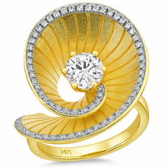 SPECIAL!1.08ct G SI 14K Yellow Gold Diamond Dome Sprial Modern Ring Size 6.5