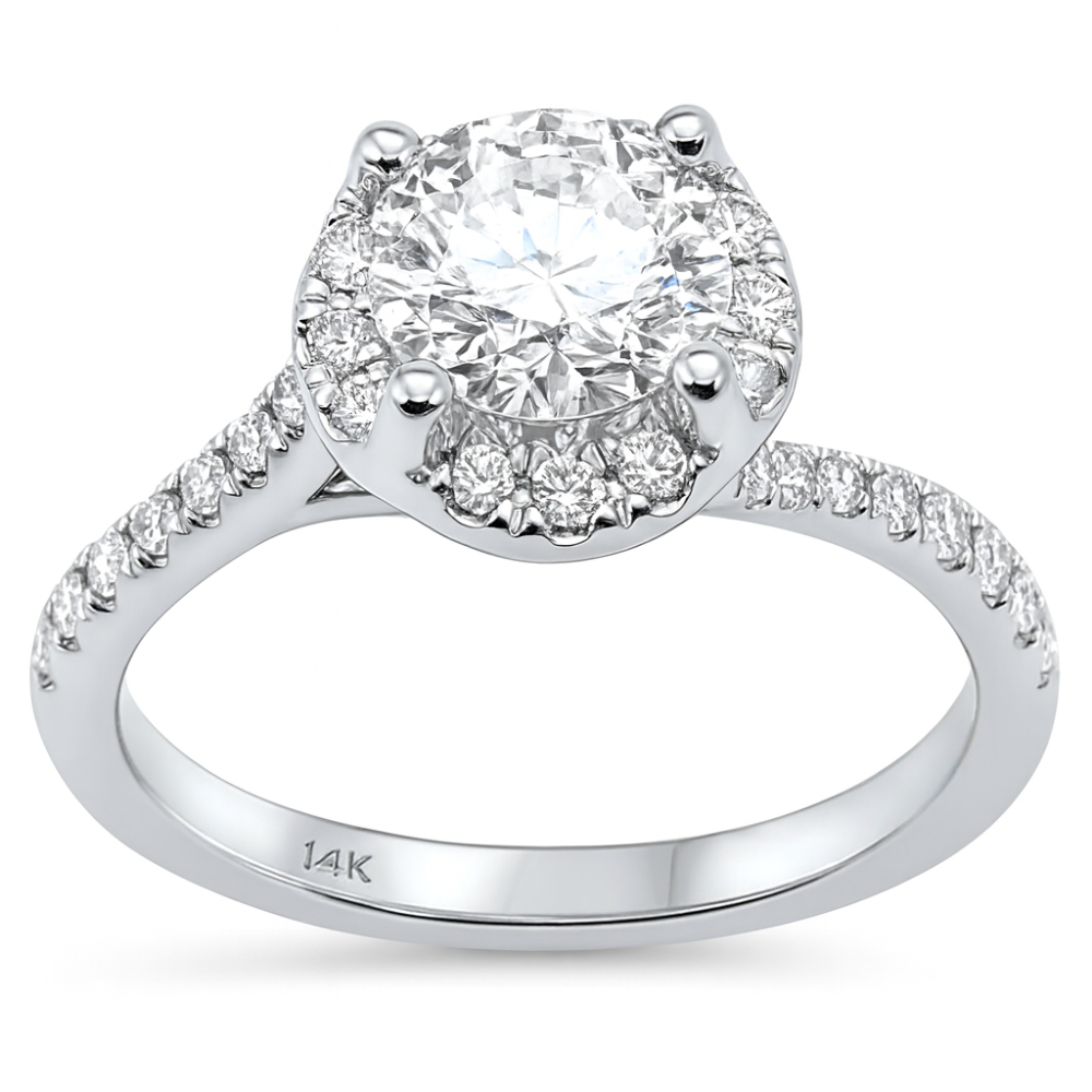 SPECIAL!1.61ct G SI 14K White Gold Diamond Round Shape Engagement Ring Size 6.5