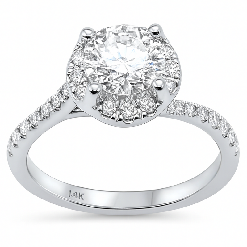 SPECIAL!1.61ct G SI 14K White Gold Diamond Round Shape Engagement Ring Size 6.5