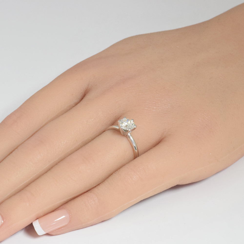 SPECIAL! 1.00ct GIA Certified 14K White Gold Round Diamond 6 Prong Set Solitaire Ring Size 6.5