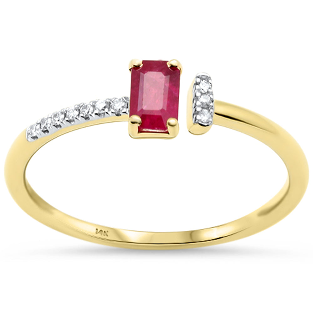 .42ct G SI 14K Yellow Gold Diamond & Ruby Gemstone Open Ring Size 6.5