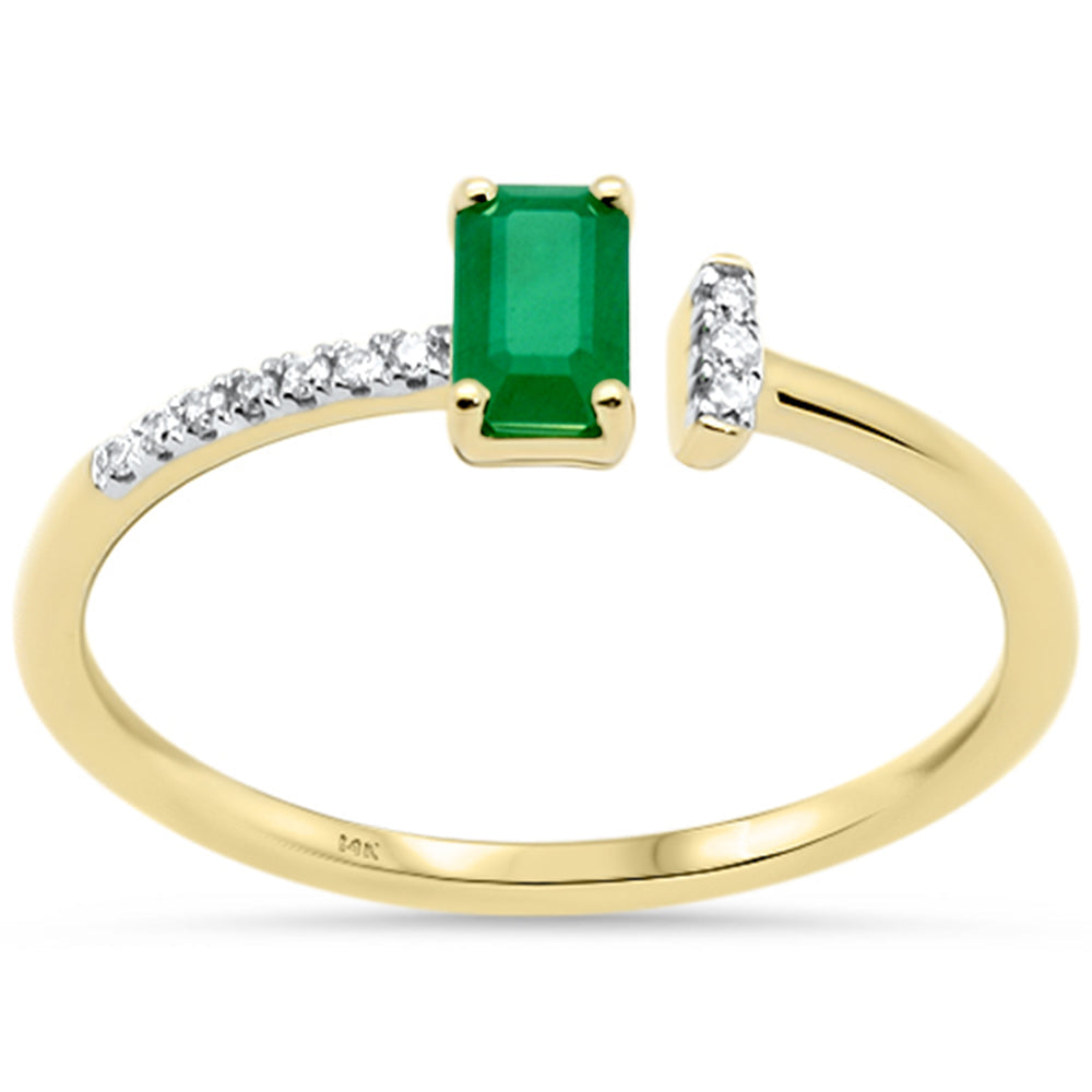 SPECIAL! .39ct G SI 14K Yellow Gold Diamond & Emerald Gemstone Open Ring Size 6.5