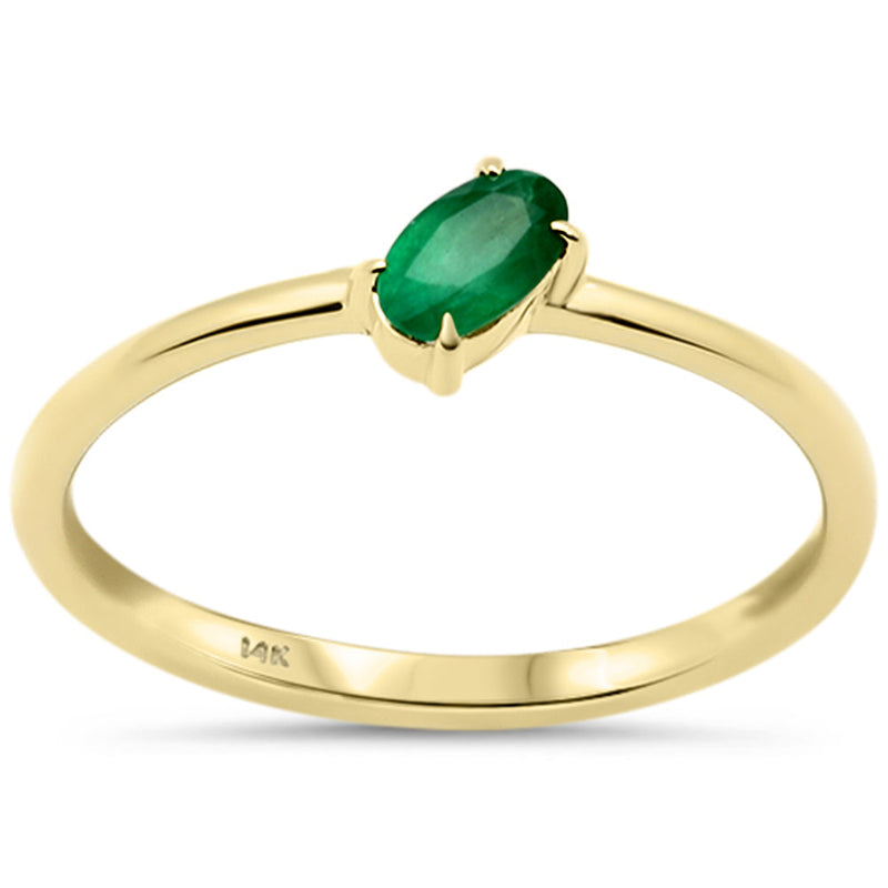 .19ct G SI 14K Yellow Gold Emerald Gemstone Solitaire Ring Size 6.5