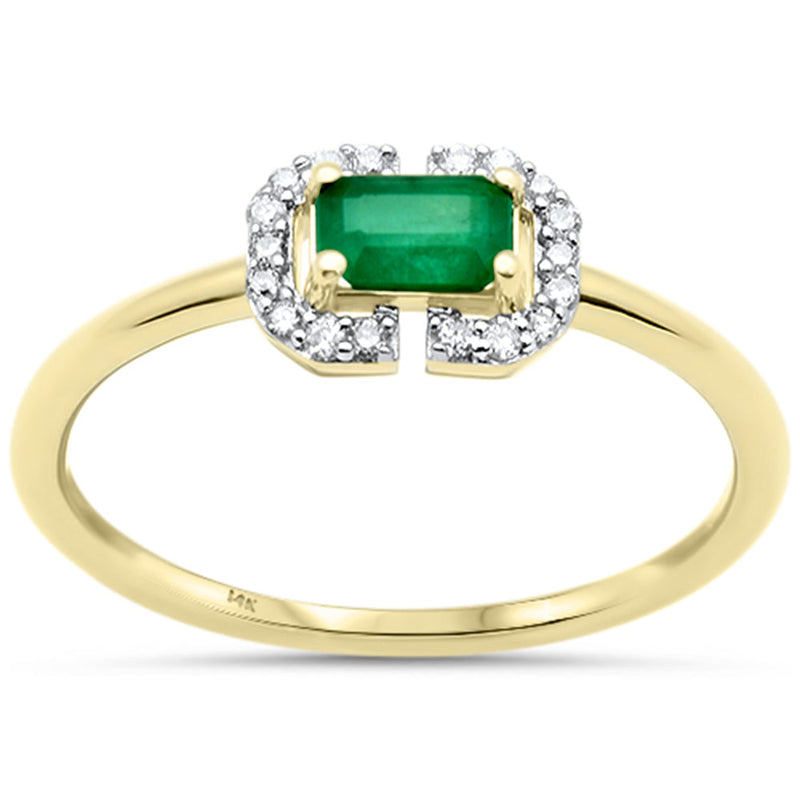 SPECIAL! .40ct G SI 14K Yellow Gold Diamond & Emerald Gemstone Ring Size 6.5