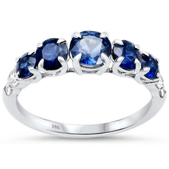 SPECIAL!2.00ct G SI 14K White Gold Diamond & Blue Sapphire Gemstone Ring Size 6.5