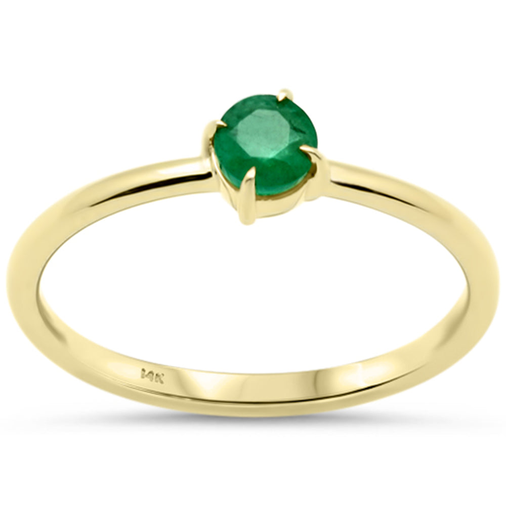 .27ct G SI 14K Yellow Gold Emerald Gemstone Solitaire Ring Size 6.5