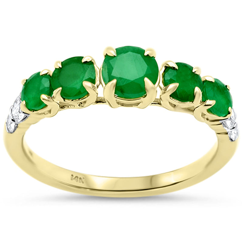 SPECIAL!1.52ct G SI 14K Yellow Gold Diamond & Emerald Gemstone Ring Size 6.5
