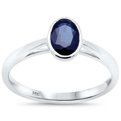 SPECIAL!.85ct G SI 14K White Gold Blue Sapphire Gemstone Solitaire Ring Size 6.5