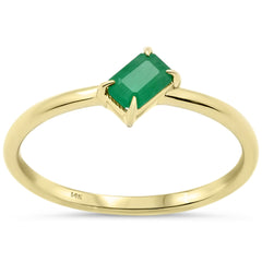 .26ct G SI 14K Yellow Gold Emerald Gemstone Solitaire Ring Size 6.5