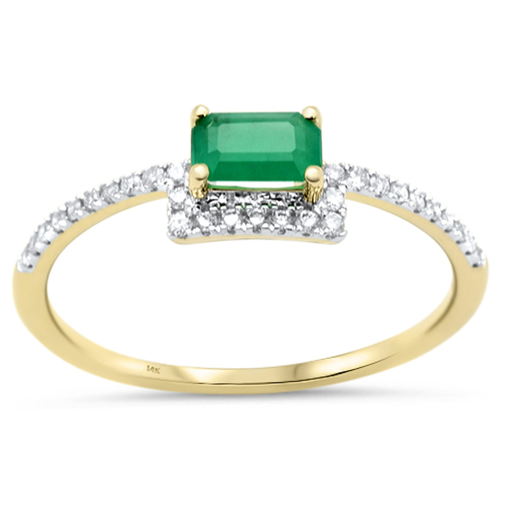 SPECIAL! .46ct G SI 14K Yellow Gold Diamond & Emerald Gemstone Band Ring Size 6.5
