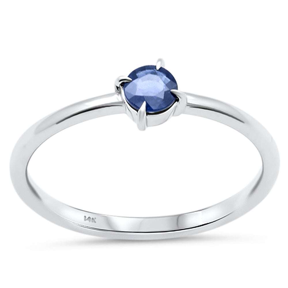 SPECIAL! .30ct G SI 14K White Gold Blue Sapphire Gemstone Solitaire Band Ring Size 6.5