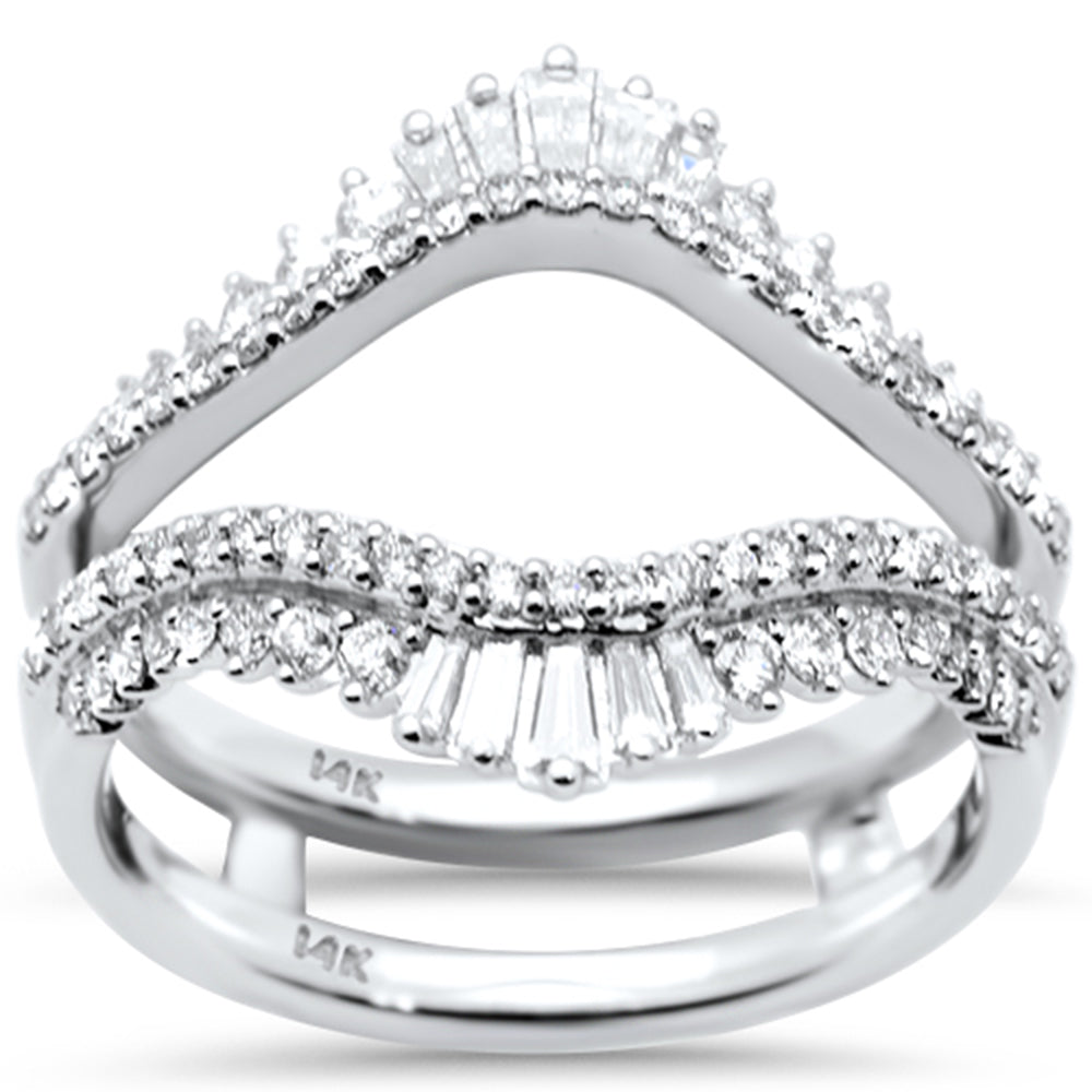 SPECIAL!.63ct G SI 14K White Gold Round & Baguette Diamond Open Ring Guard Size 6.5
