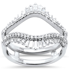 SPECIAL!.63ct G SI 14K White Gold Round & Baguette Diamond Open Ring Guard Size 6.5
