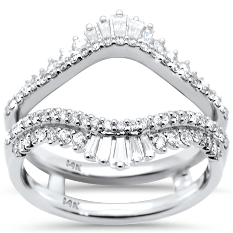 SPECIAL!.63ct G SI 14K White Gold Round & Baguette Diamond Open Ring Guard Size 6.5