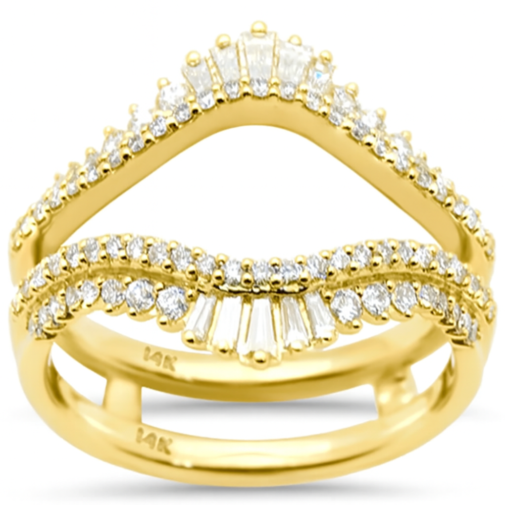 SPECIAL! .61ct G SI 14K Yellow Gold Round & Baguette Diamond Open Ring Guard Size 6.5
