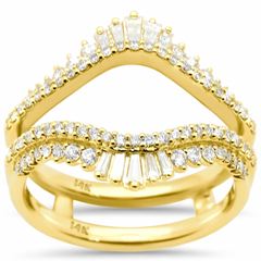 SPECIAL! .61ct G SI 14K Yellow Gold Round & Baguette Diamond Open Ring Guard Size 6.5