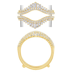 SPECIAL! .61ct G SI 14K Yellow Gold Round & Baguette Diamond Open Ring Guard Size 6.5