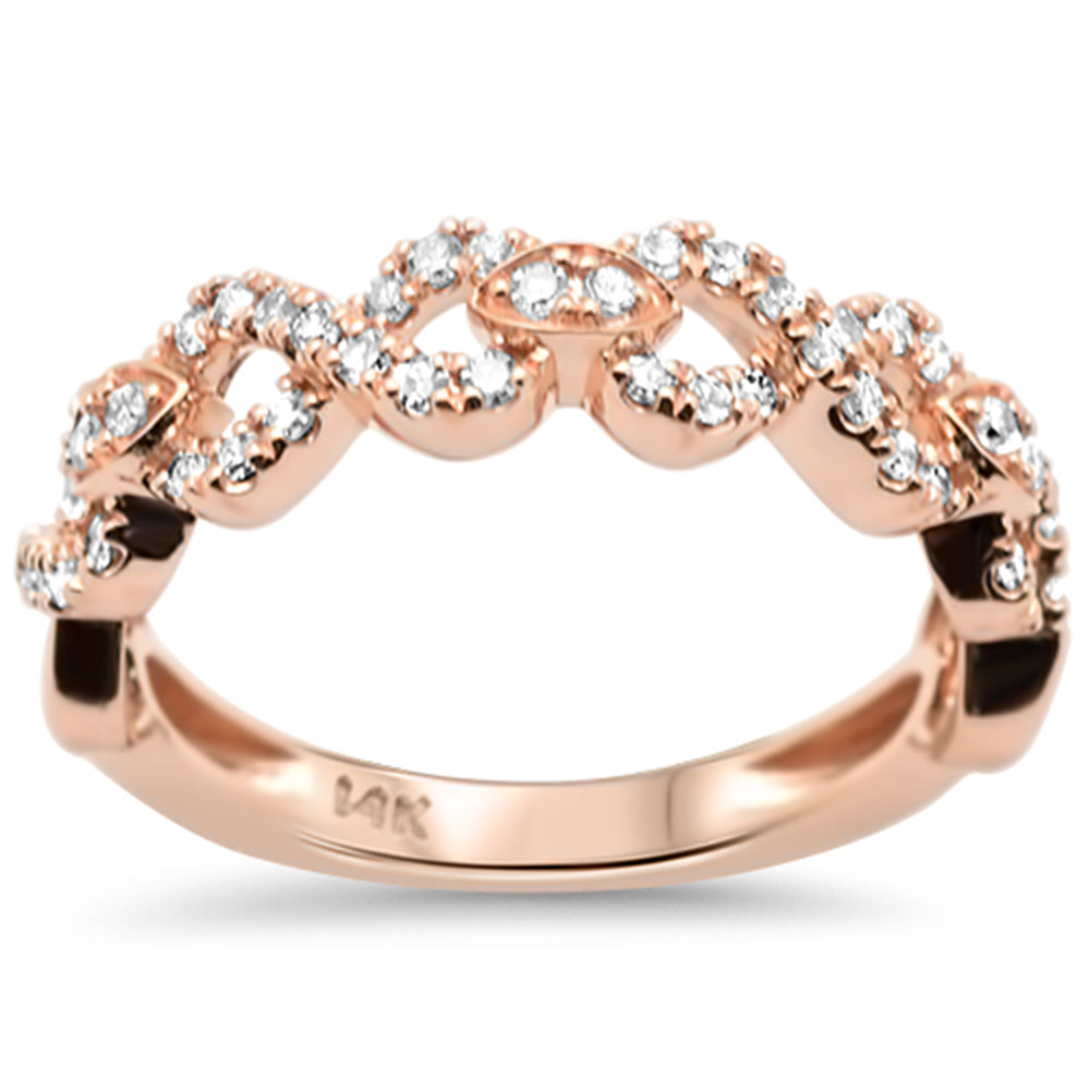 SPECIAL!.32ct G SI 14K Rose Gold Round Diamond Infinity Style Ring Band Size 6.5