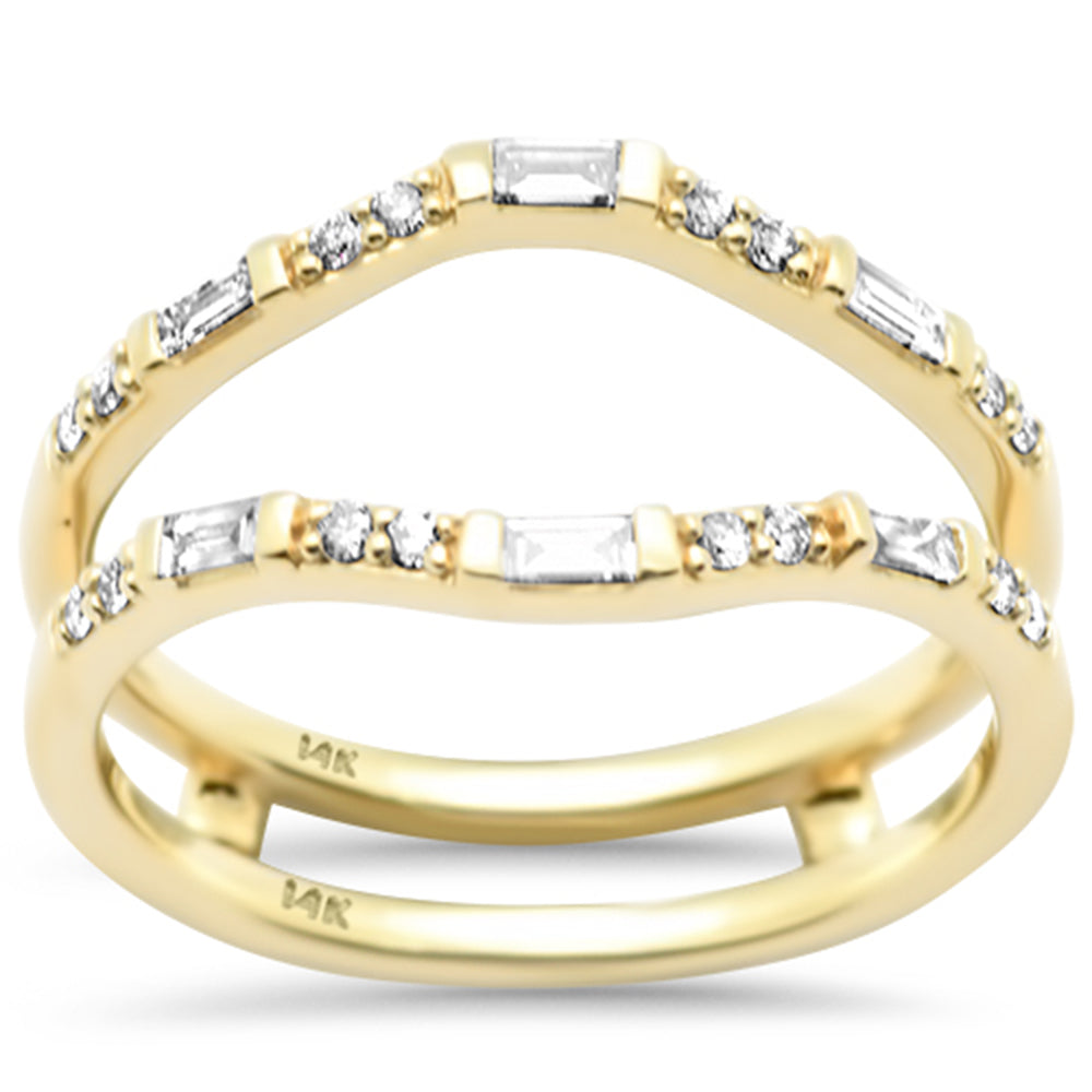 SPECIAL!.26ct G SI 14K Yellow Gold Round & Baguette Open Ring Guard Band Size 6.5