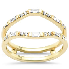 SPECIAL!.26ct G SI 14K Yellow Gold Round & Baguette Open Ring Guard Band Size 6.5