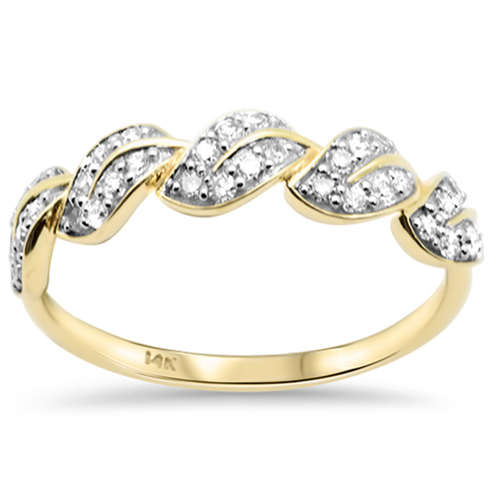 SPECIAL!.25ct G SI 14K Yellow Gold Round Diamond Leaf Style Ring Band Size 6.5